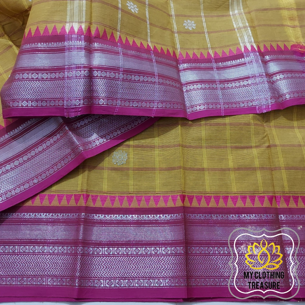 Kanjivaram Cotton Saree - Henna Green