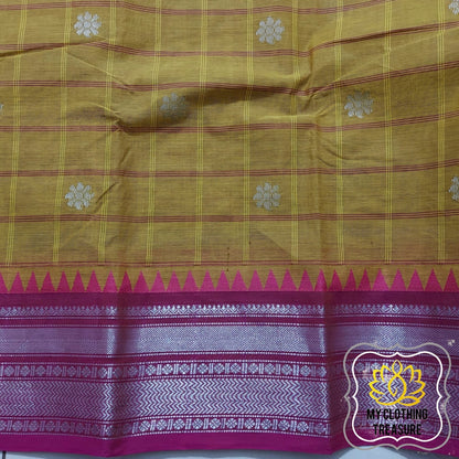 Kanjivaram Cotton Saree - Henna Green