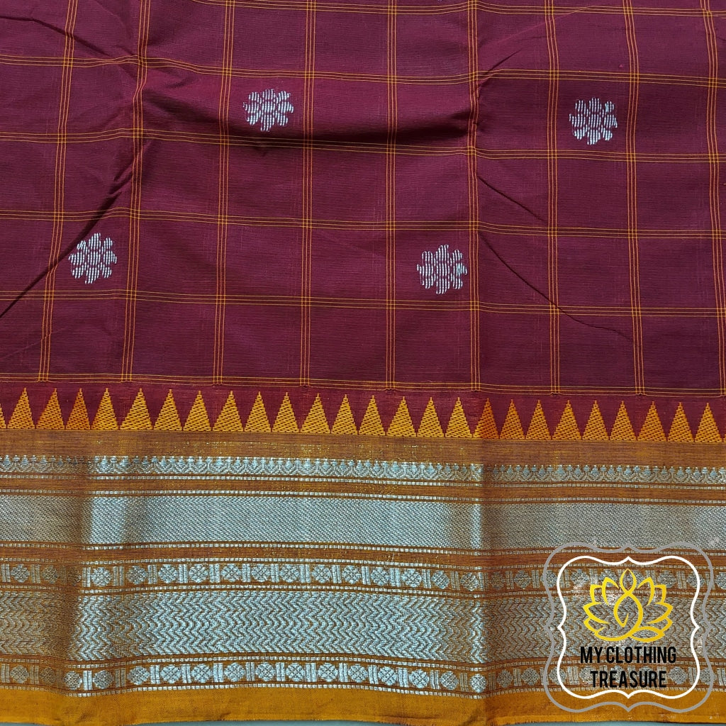 Kanjivaram Cotton Saree - Maroon