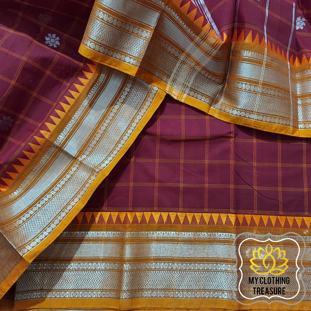 Kanjivaram Cotton Saree - Maroon