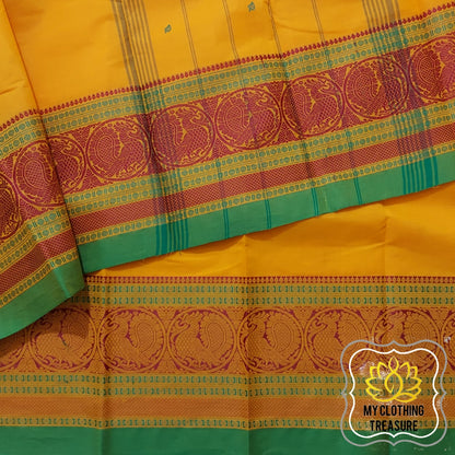 Kanjivaram Cotton Saree - Yellow