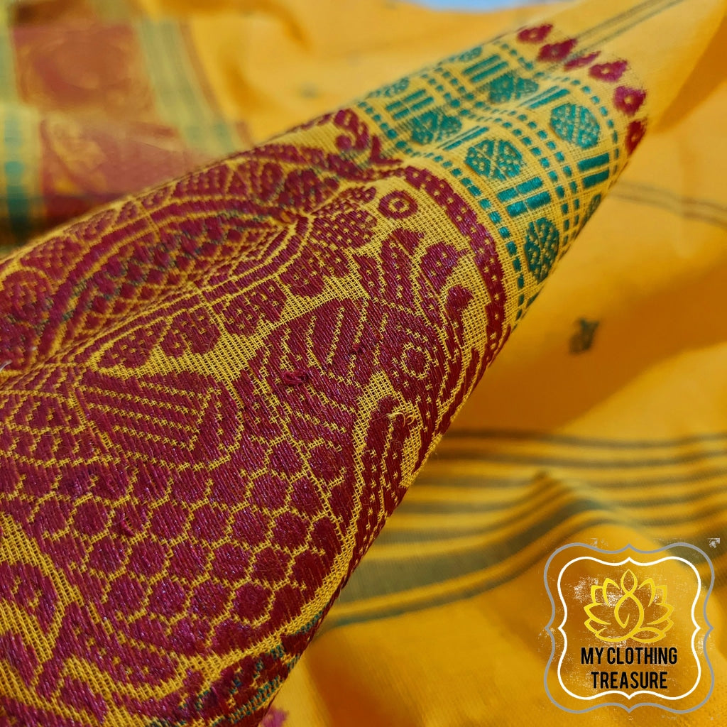 Kanjivaram Cotton Saree - Yellow