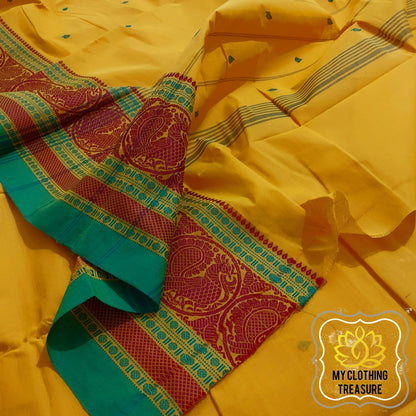 Kanjivaram Cotton Saree - Yellow