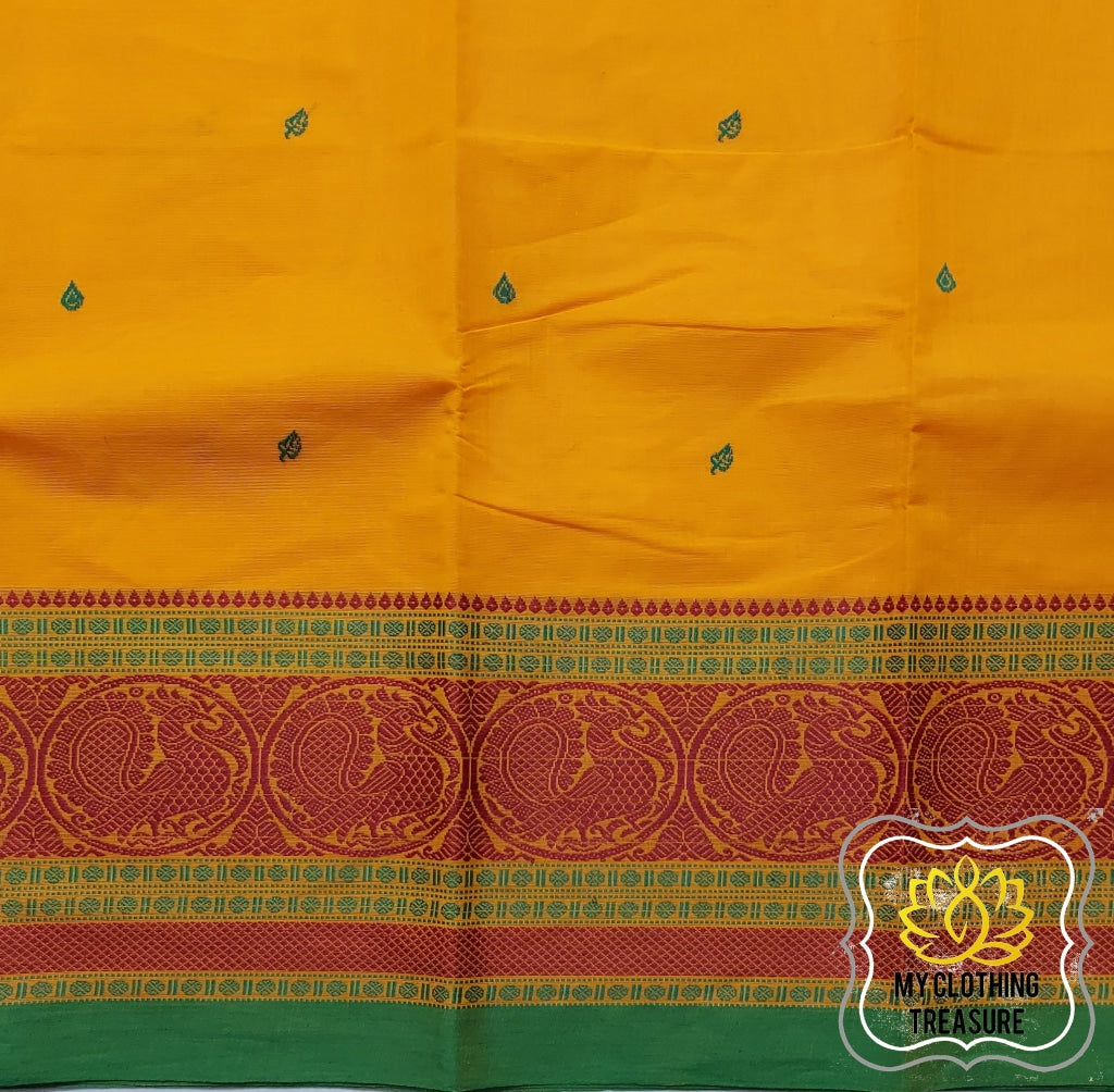 Kanjivaram Cotton Saree - Yellow