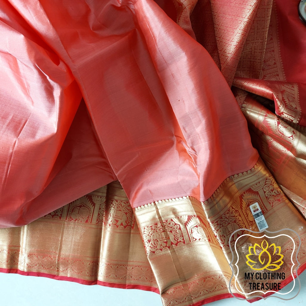 Kanjivaram Silk Saree- Peach