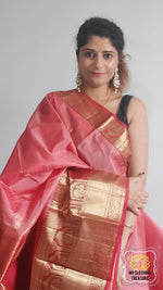 Load image into Gallery viewer, Kanjivaram Silk Saree- Peach
