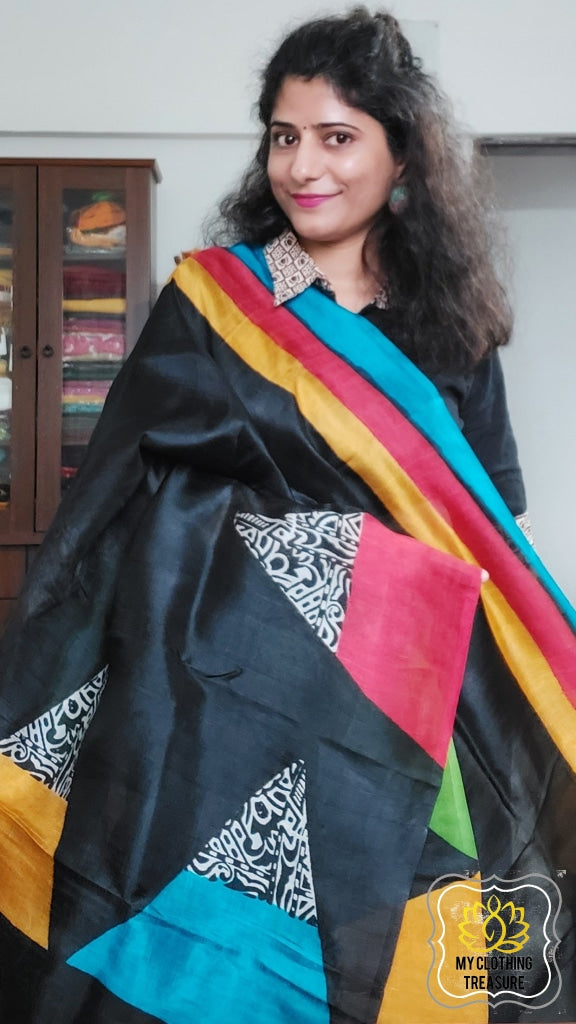 Batik Printed Murshidabad Silk Saree – WeaversIndia