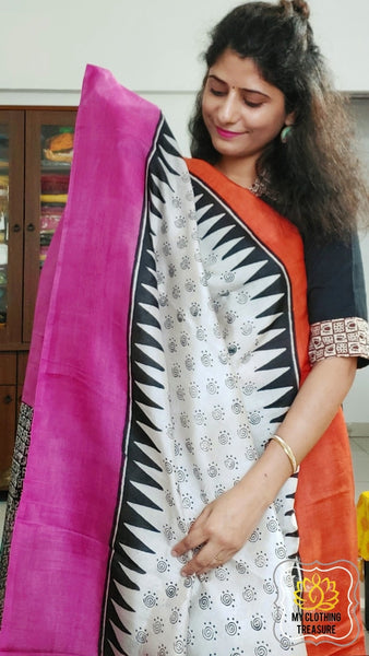 Buy 3stones Women's Hand Batik Murshidabad Silk Saree and blouse piece with  Silk Mark ( Multi) at Amazon.in