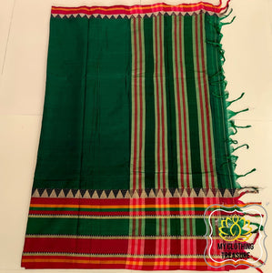 Narayanpet Mercerized Cotton Saree With Broad Border - Green