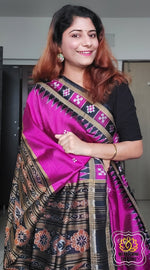 Load image into Gallery viewer, Odisha Handloom Pasapali Border Khandua Silk Saree - Rani Pink
