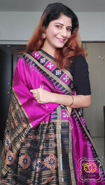 Load image into Gallery viewer, Odisha Handloom Pasapali Border Khandua Silk Saree - Rani Pink
