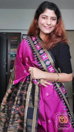 Load image into Gallery viewer, Odisha Handloom Pasapali Border Khandua Silk Saree - Rani Pink
