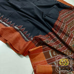 Load image into Gallery viewer, Odisha Ikkat Khandua Cotton Saree- Black &amp; Brown Saree
