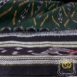 Load image into Gallery viewer, Odisha Ikkat Khandua Cotton Saree- Green &amp; Black Saree
