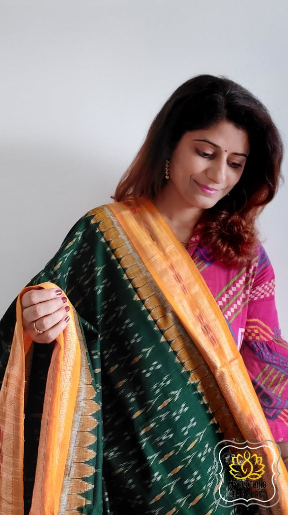 Latest POCHAMPALLY IKKAT SILK YELLOW WITH BLUE COLOR SAREE Online Shopping  - Pochmapallysarees.com – pochampallysarees.com