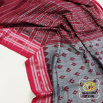 Load image into Gallery viewer, Odisha Ikkat Khandua Cotton Saree- Grey &amp; Red Saree
