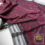 Load image into Gallery viewer, Odisha Ikkat Khandua Cotton Saree- Maroon &amp; Olive Saree
