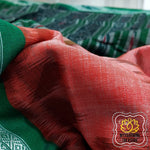 Load image into Gallery viewer, Odisha Ikkat Khandua Cotton Saree- Peach &amp; Green Saree
