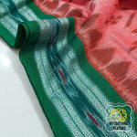 Load image into Gallery viewer, Odisha Ikkat Khandua Cotton Saree- Peach &amp; Green Saree
