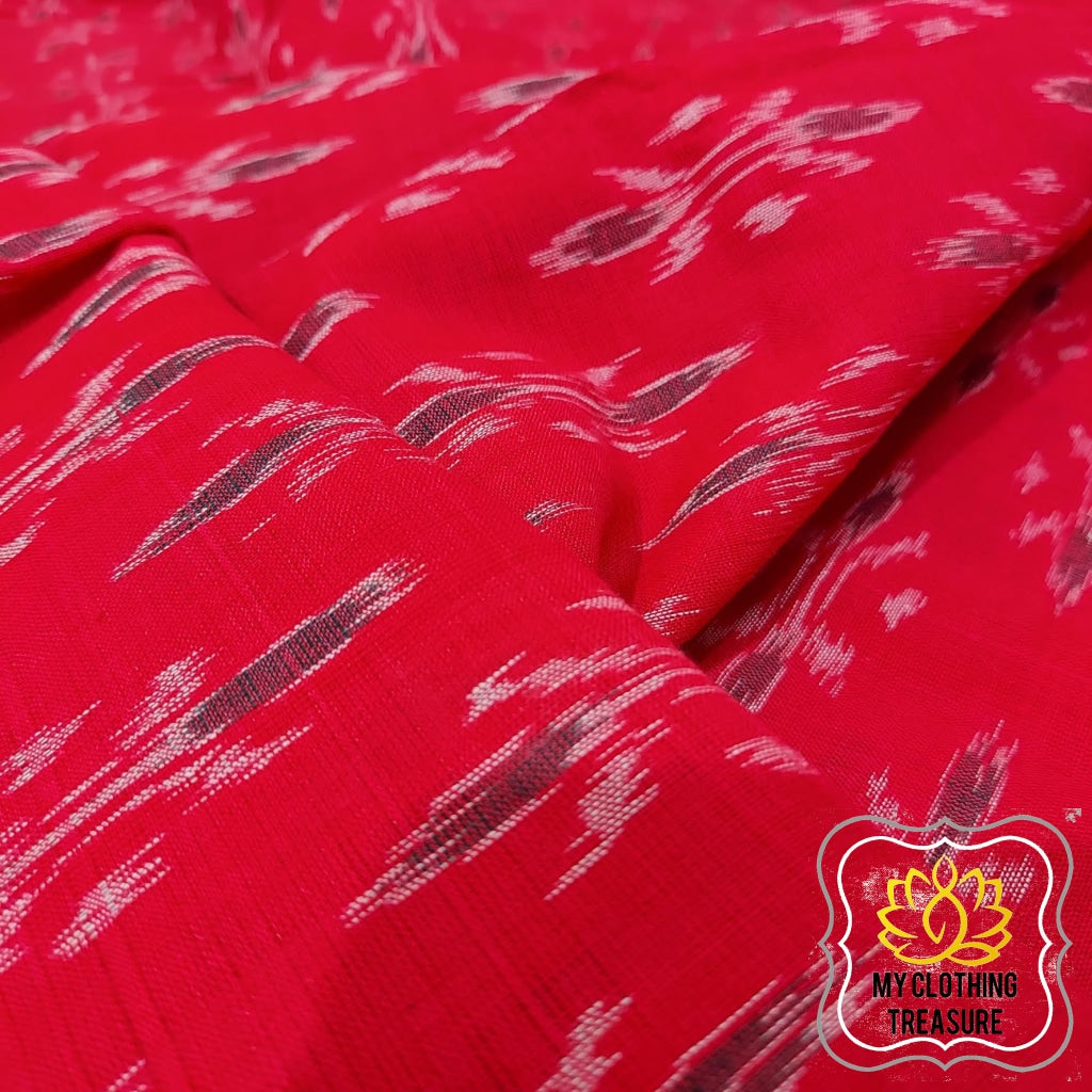 Odisha Ikkat Khandua Cotton Saree- Red & Green Saree