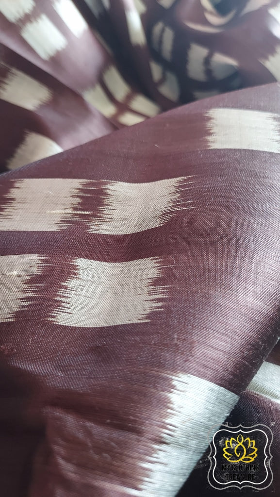 Odisha Ikkat Khandua Silk Saree- Coffee Saree