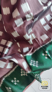 Odisha Ikkat Khandua Silk Saree- Coffee Saree