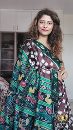 Load image into Gallery viewer, Odisha Ikkat Khandua Silk Saree- Coffee Saree
