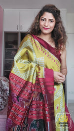 Load image into Gallery viewer, Odisha Ikkat Khandua Silk Saree- Mustard Saree
