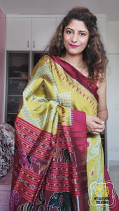 Odisha Ikkat Khandua Silk Saree- Mustard Saree