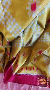 Odisha Ikkat Khandua Silk Saree- Mustard Saree