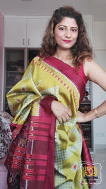 Load image into Gallery viewer, Odisha Ikkat Khandua Silk Saree- Mustard Saree
