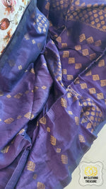 Load image into Gallery viewer, Organic Linen Cotton Antique Motifs Saree- Purple
