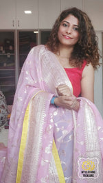 Load image into Gallery viewer, Organza Banarasi Saree- Baby Pink Saree
