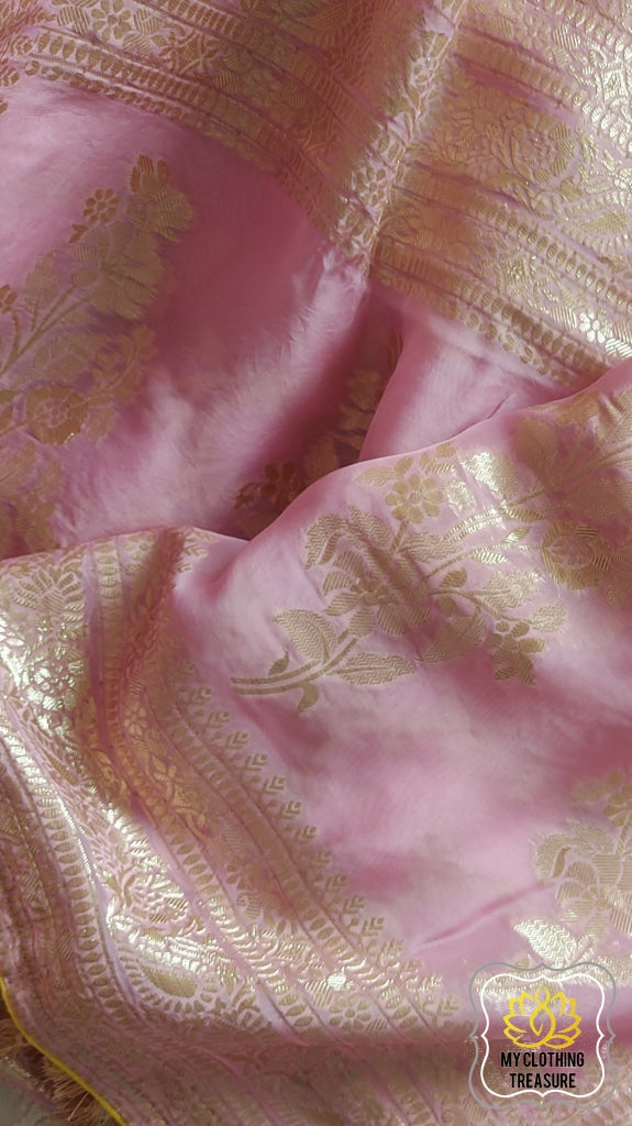 Organza Banarasi Saree- Baby Pink Saree