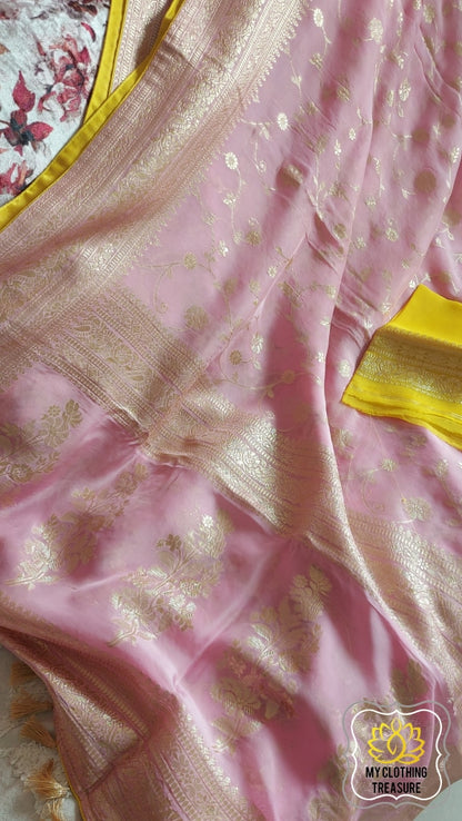 Organza Banarasi Saree- Baby Pink Saree