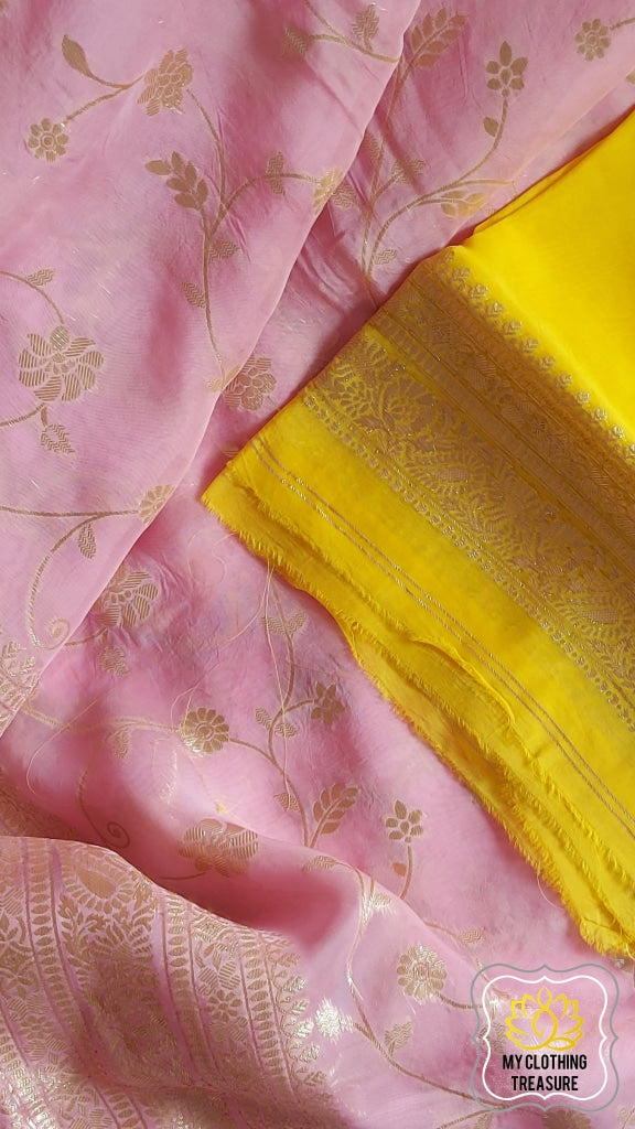 Organza Banarasi Saree- Baby Pink Saree