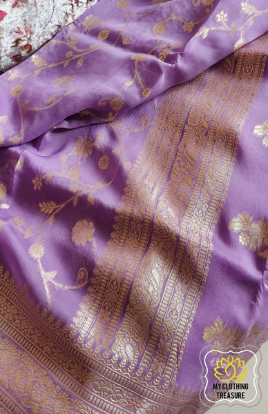 Lavender Soft Silk Kanjivaram Saree – StylebyPanaaash