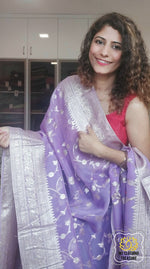 Load image into Gallery viewer, Organza Banarasi Saree- Lavender Saree
