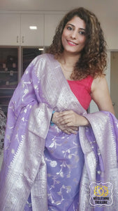 Organza Banarasi Saree- Lavender Saree