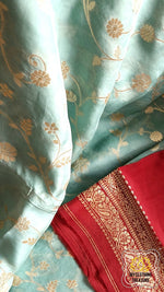 Load image into Gallery viewer, Organza Banarasi Saree- Pastel Blue Saree
