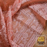 Load image into Gallery viewer, Periwinkles On Organza- Peach Saree
