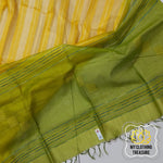 Load image into Gallery viewer, Pure Desi Tussar And Kora Silk Saree- Yellow Green Saree
