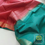 Load image into Gallery viewer, Pure Desi Tussar Silk Saree- Teal Green And Red Saree
