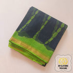 Load image into Gallery viewer, Pure Kota Cotton Hand Tie And Dye Shibori Saree- Charcoal-Green Saree
