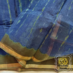 Load image into Gallery viewer, Pure Kota Cotton Hand Tie And Dye Shibori Saree- Navy Blue-Olive Saree
