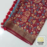 Load image into Gallery viewer, Pure Linen Kalamkari Saree In Maroon
