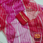 Load image into Gallery viewer, Pure Silk Kota Leheriya Saree- Pink And Red Saree
