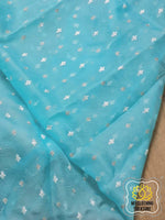 Load image into Gallery viewer, Velvet Leaves On Organza- Blue Saree
