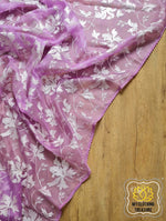 Load image into Gallery viewer, Velvet Leaves On Organza- Lavender Saree
