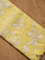 Load image into Gallery viewer, Velvet Leaves On Organza- Yellow Saree
